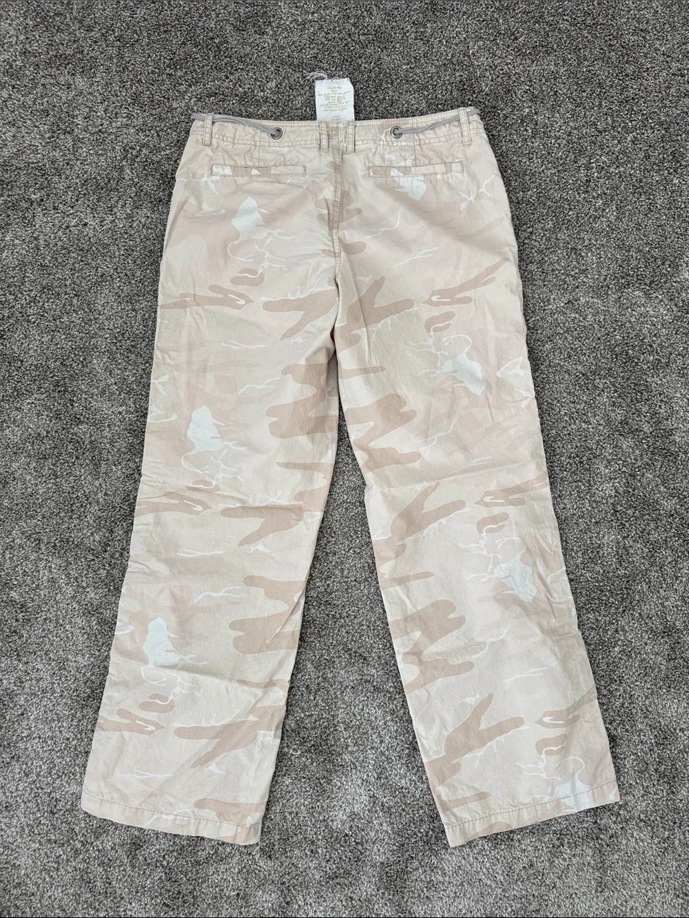 London Jean Beige Camo Drawstring Cargo Pants